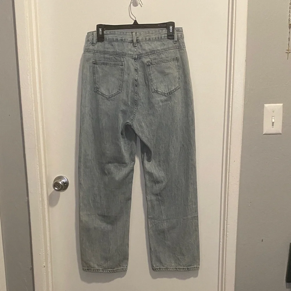 Light Blue Straight-Leg Jeans with Star Patches - Picture 3 of 4